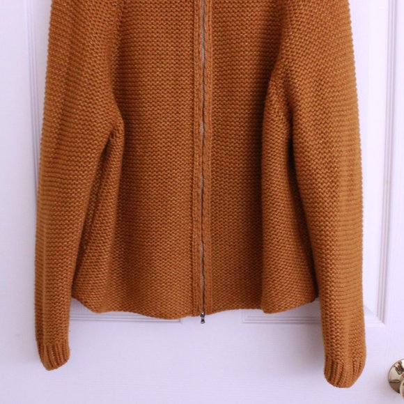 Fabiana Flippi Merino Wool Blend Mock Neck Zip Up Sweater Brown Orange - Picture 8 of 12